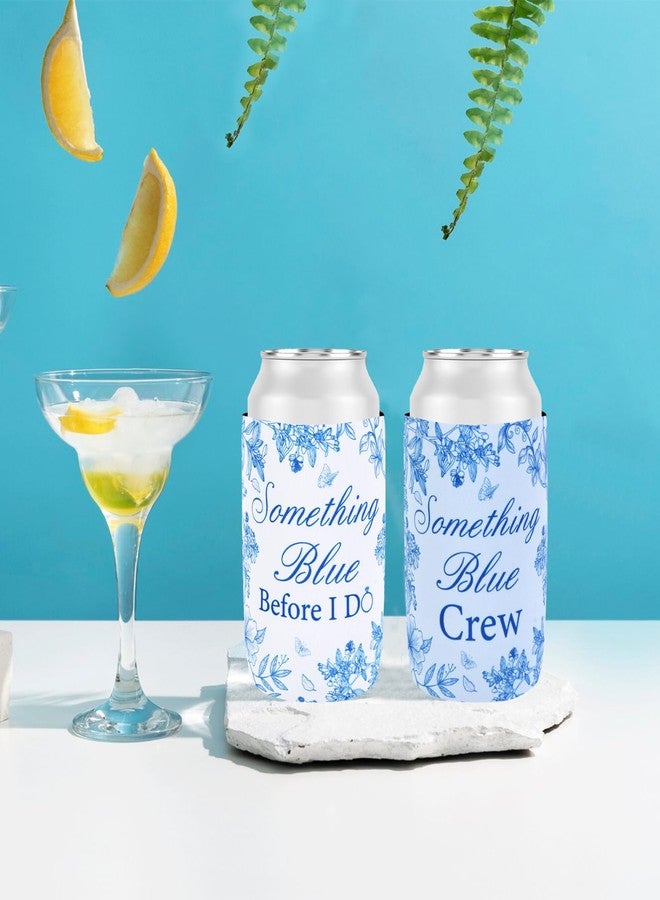 Serencatcher 12pcs Something Blue Before I Do Can Cooler Something Blue Crew Bridal Shower Can Sleeve for Floral Chinoiserie Bachelorette Wedding Engagement Celebration Party Supplies - Image 4
